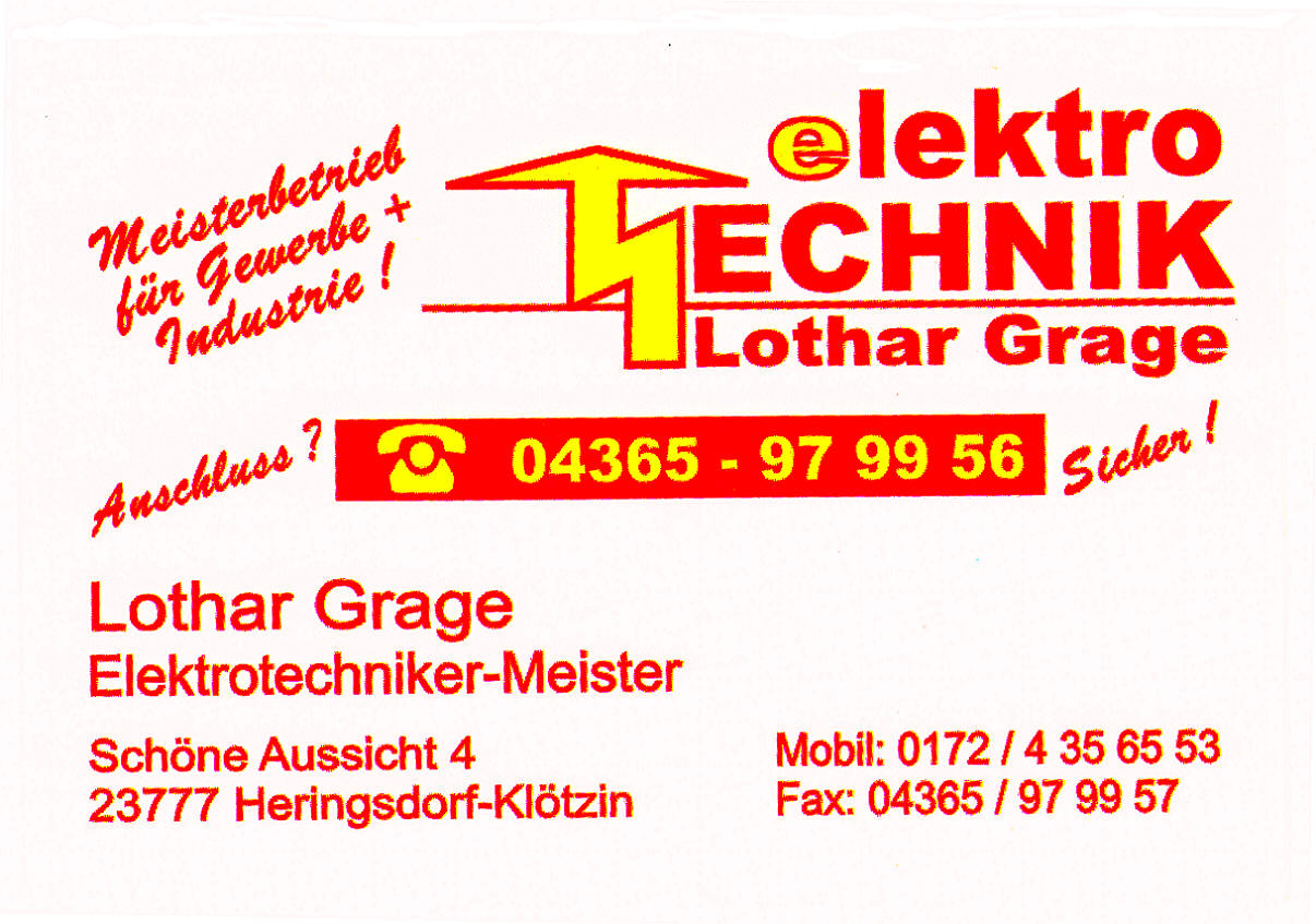 Elektrotechnik Lothar Grage, Visitenkarte